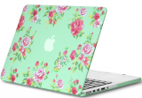 Retina 13-inch Vintage Flowers Mint GREEN Rubberized Hard Case
