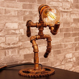 Retro Industrial Metal Water Pipe Robot Table Lamp