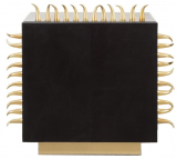 Rhapsody Black Leather Danger Side Table with Gold Spikes