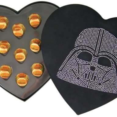 Rhinestone Jeweled Darth Vader Head Heart Shape Felt Candy