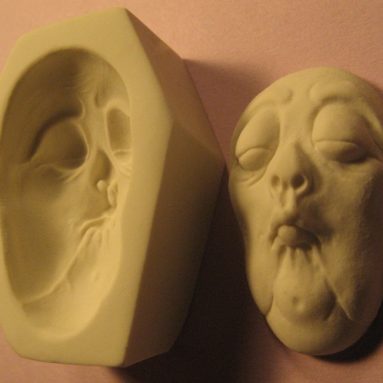Rigid Polymer Clay Spinster Hag Doll Face Cab Push Press Molds Mould