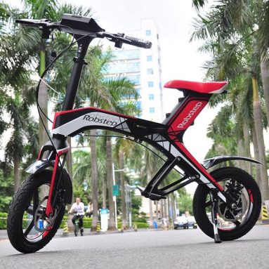 Robstep X1 Electric Bike Folding Scooter Ebike, Portable, Lightweight, Quick Charge Battery, Bluetooth Speakers