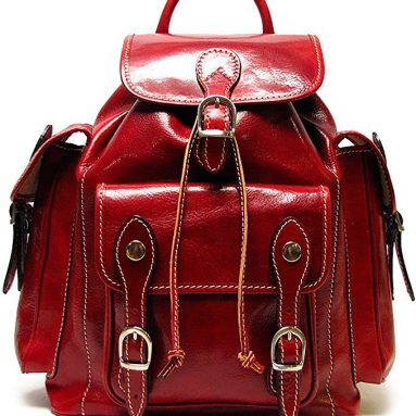 Roma Backpack in Red Italian Polished Calf-Skin Leather