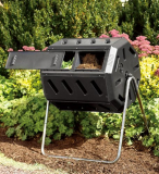 Rotary Garden Composter with 2 Compartments and Adjustable Air Vents