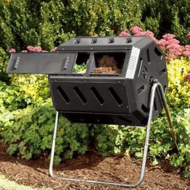 Rotary Garden Composter with 2 Compartments and Adjustable Air Vents