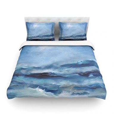 “Rough Sea” Ocean Blue King Cotton Duvet Cover
