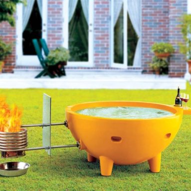 Round Fire Burning Portable Outdoor Fiberglass Soaking Hot Tub