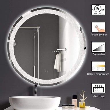 Round LED Bathroom Light Vanity Mirrors Anti-Fog