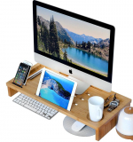 Royal Craft Wood Monitor Stand Riser with Storage Organizer Bamboo