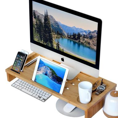 Royal Craft Wood Monitor Stand Riser with Storage Organizer Bamboo