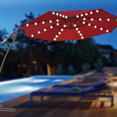 Solar powered 40 LED light patio umbrella