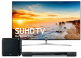Samsung 55″ Class 4K Smart TV with Yamaha YAS-203BL Soundbar and Wireless Subwoofer