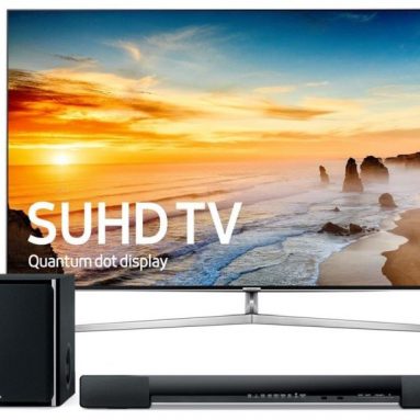 Samsung 55″ Class 4K Smart TV with Yamaha YAS-203BL Soundbar and Wireless Subwoofer