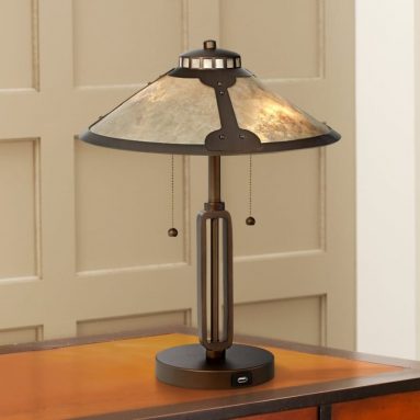 Samuel Mica Shade Desk Lamp with USB Port