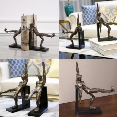 Sculptures Football Man Sculpture Bookend for Home Office Art Decor