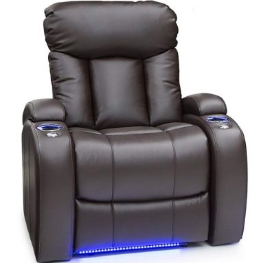 Seatcraft Orleans Leather Gel Manual Recliner with in-Arm Storage, and USB Charging
