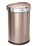Semi-round Sensor Can with Liner Pocket, Touch-free Automatic Trash Can