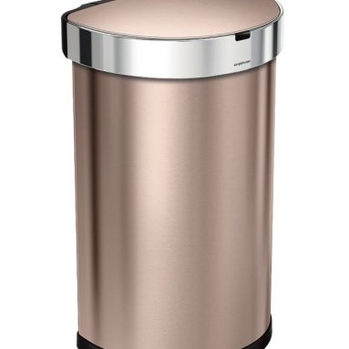 Semi-round Sensor Can with Liner Pocket, Touch-free Automatic Trash Can