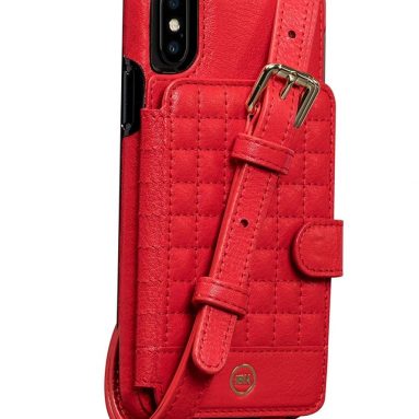 Hands Free Drop Safe Crossbody quilted wallet case for iPhone X