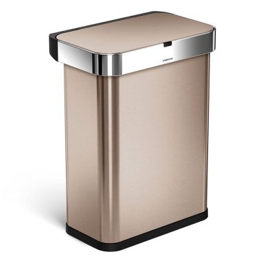 Sensor Trash Can with Voice and Motion Sensor, Touch-Free, Voice Activated, Rose Gold Stainless Steel
