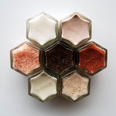 Seven Magnetic Jars Filled With Gourmet Salts