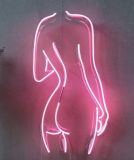 Sexy Back Nude Lady Girl Real Glass Neon