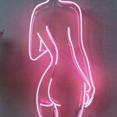 Sexy Back Nude Lady Girl Real Glass Neon