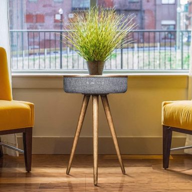 Sierra Modern Home Studio Smart Table with Built in 360° Bluetooth Speaker & Wireless Qi Charger