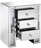 Silver Mirrored Crystals 3-Drawer Accent Table