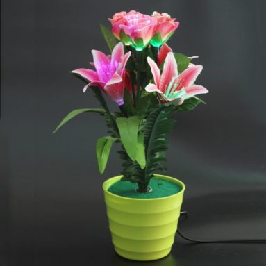 Colorful High Simulation Artificial Lily Rose Flower Optical Fibre Flower