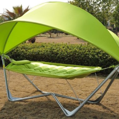 Single Seat Outdoor Patio Hammock Swing w Canopy and Stand