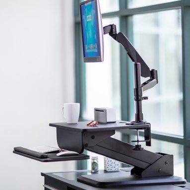 Sit-Stand Desk Converter and Height Adjustable Monitor Mount Combo Workstation