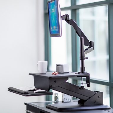 Sit-Stand Desk Converter and Height Adjustable Monitor Mount Combo Workstation