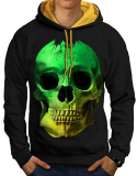 Skull Glow Head Mens Contrast Hoodie