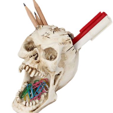 Skull Pen Holder Office Desktop