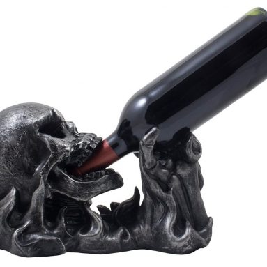 Skull Rising From Flames Wine Bottle Holder