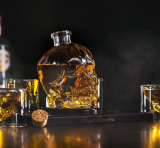 Skull Shaped Glass Whiskey and Liquor Decanter Set