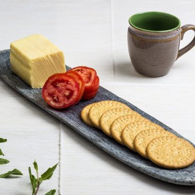 Slate Serving Tray Platter Hand Carved Oval Shaped