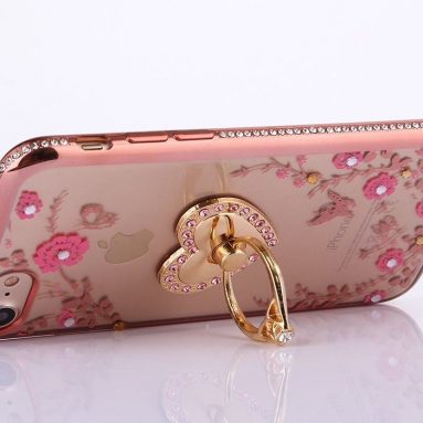 Slim Luxury Bling Rhinestone Clear TPU Case With Ring Stand For Apple iPhone 7 (4.7 Inch)