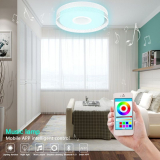 Smart LED Colorful Music Ceiling Light, Bluetooth 4.0 Flush Mount Recessed Fixture Lamp