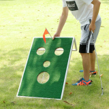 Smiling Face Golf Cornhole Game with Chipping Mats Tailgate Chipping Game Set