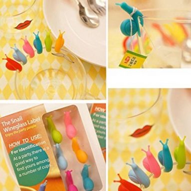 Snail Wineglass Label for Hanging Tea Bag Colorful Snails Clip Silicon