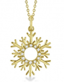 Snowflake Diamond Pendant Necklace 14k Yellow Gold