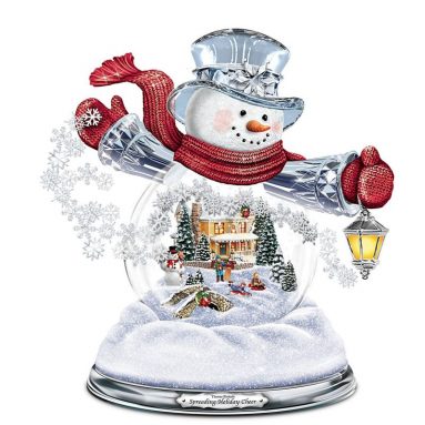 Snowglobe Snowman with Lighted Scene Plays 8 Holiday Carols