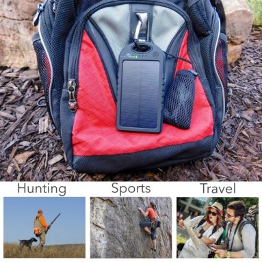 Solar Charger 5000mAh with Bonus Case, Solar Power Bank, Dual USB Portable Charger