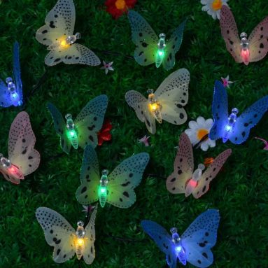 Solar Fiber Optic Butterfly String Lights