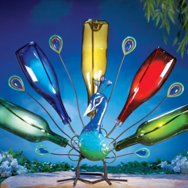 Solar Garden Peacock Wine Bottle Tree