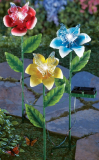 Solar Lighted Flowers with Butterflies Garden Stakes Set