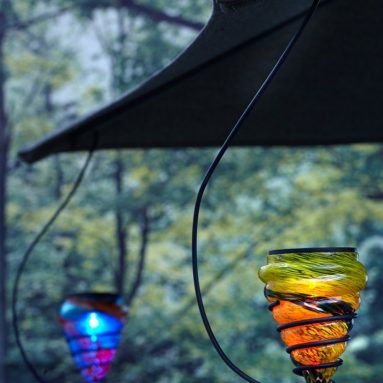 Solar-Powered Hanging Art-Glass LED Light