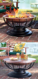 Solid Hammered Copper Fire Pit With Lid Converts To Table
